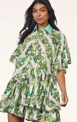 JUNGLE MINI DRESS IN GREEN