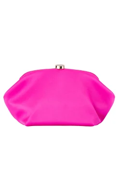 KARINA SATIN CLUTCH IN FUCHSIA