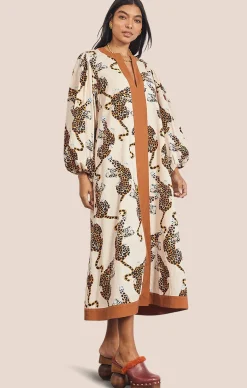 LOTTIE LEOPARD KAFTAN MIDI DRESS