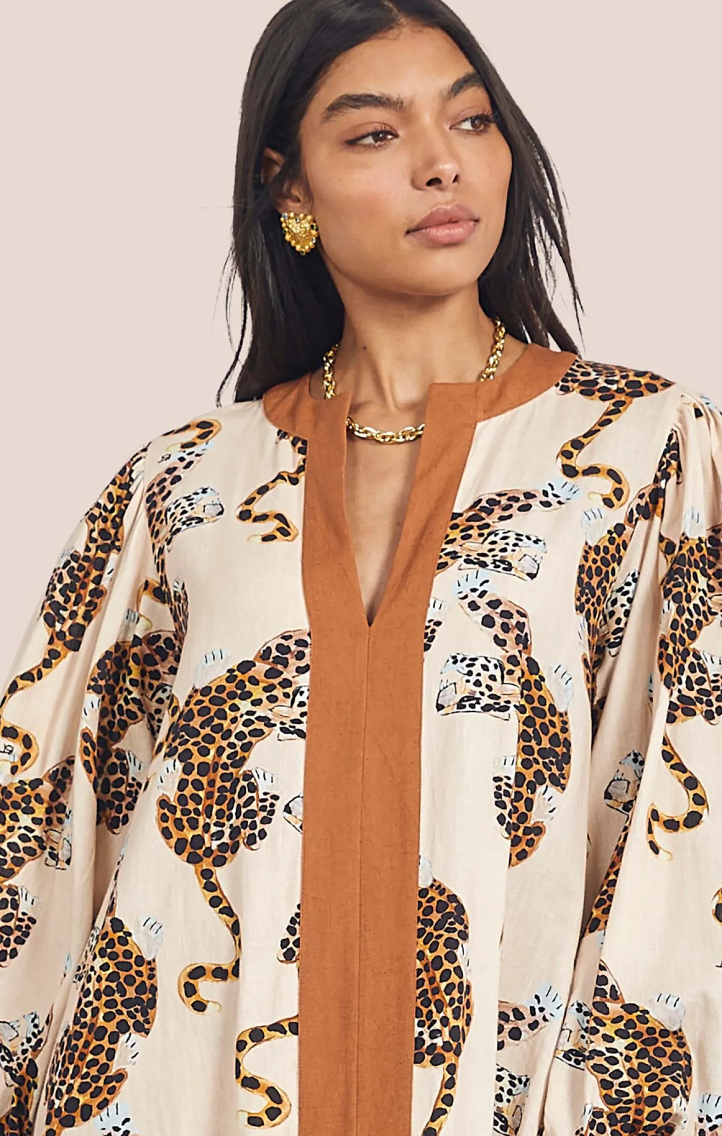LOTTIE LEOPARD KAFTAN MIDI DRESS