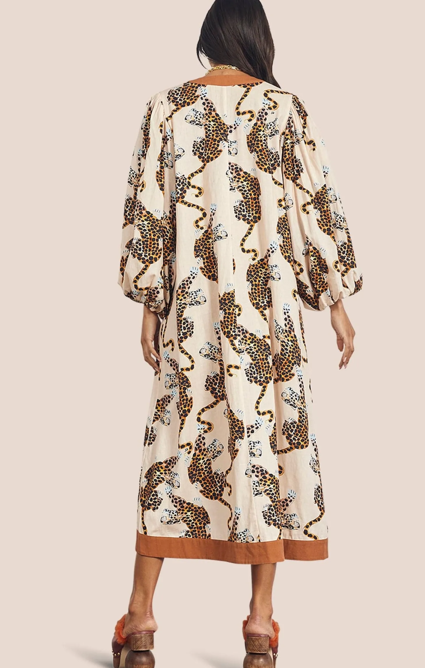 LOTTIE LEOPARD KAFTAN MIDI DRESS