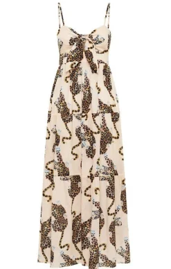 LOTTIE LEOPARD TIE FRONT MIDI DRESS