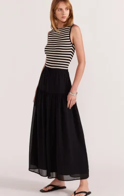 MIA STRIPED KNIT TOP IN BLACK/CREAM