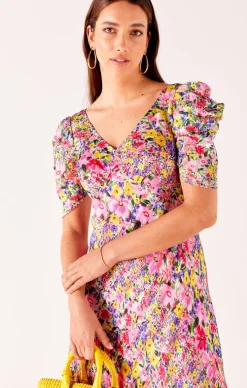 NEW BLOOMS MIDI IN PINK MULTI FLORAL