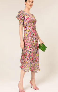 NEW BLOOMS MIDI IN PINK MULTI FLORAL