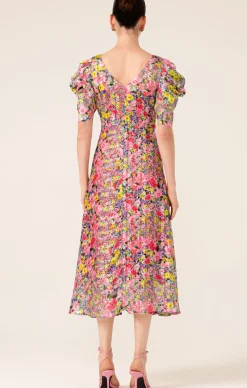NEW BLOOMS MIDI IN PINK MULTI FLORAL