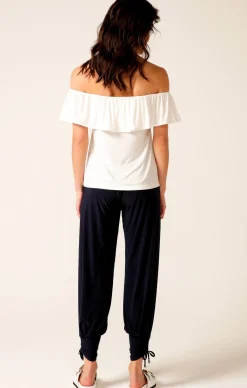 OFF SHOULDER FRILL TOP IN IVORY