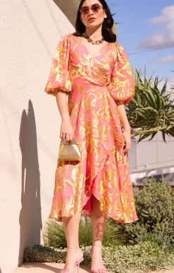 PEACH FACED WRAP DRESS