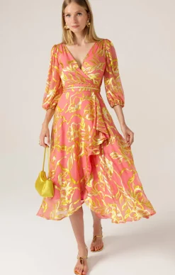 PEACH FACED WRAP DRESS