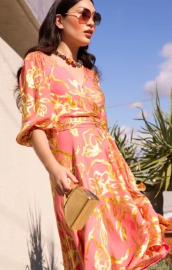 PEACH FACED WRAP DRESS