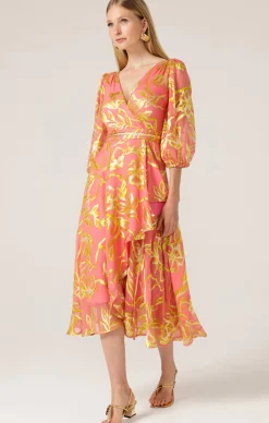 PEACH FACED WRAP DRESS