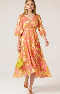 PEACH FACED WRAP DRESS