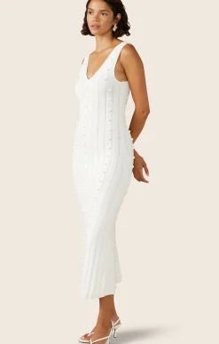 POM POM KNIT DRESS IN PEARL