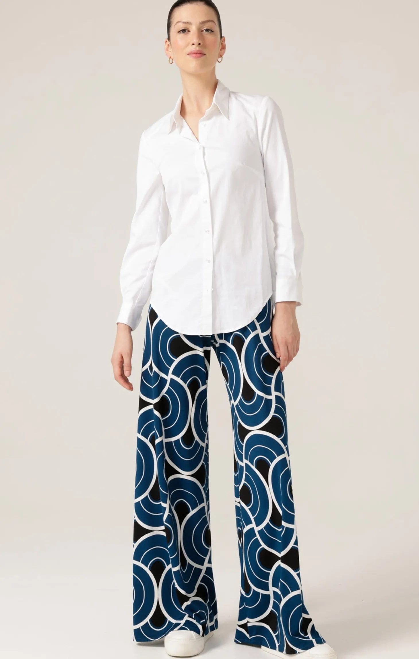 PRINTED SEAMLESS PANT IN OCEAN GEO