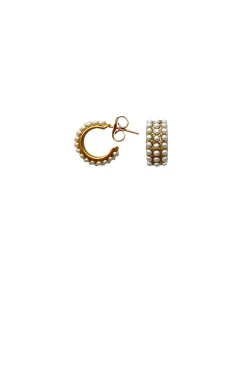 QUINCY PEARL MINI HOOPS IN GOLD