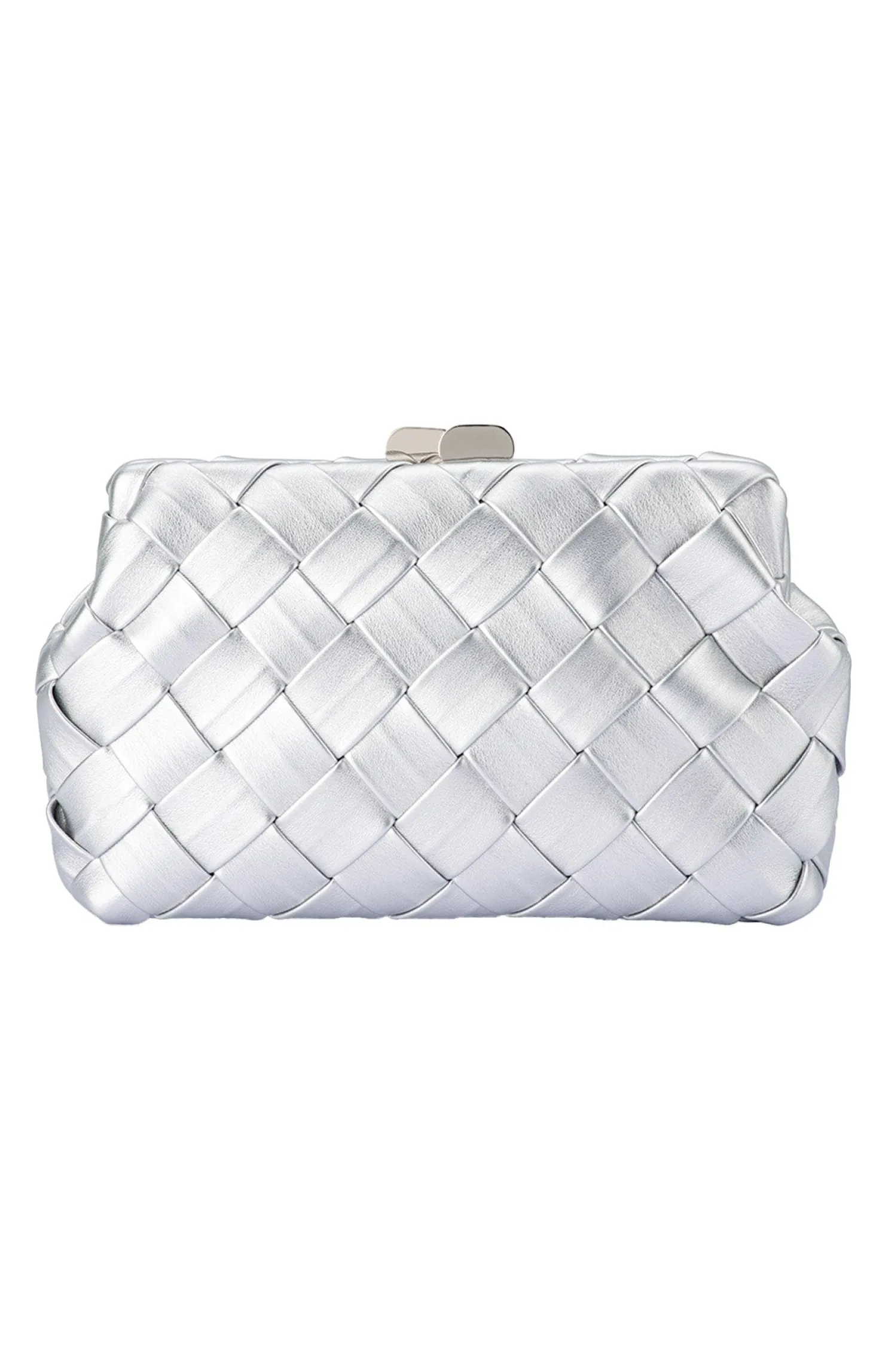 QUINN WOVEN CLUTCH IN SILVER