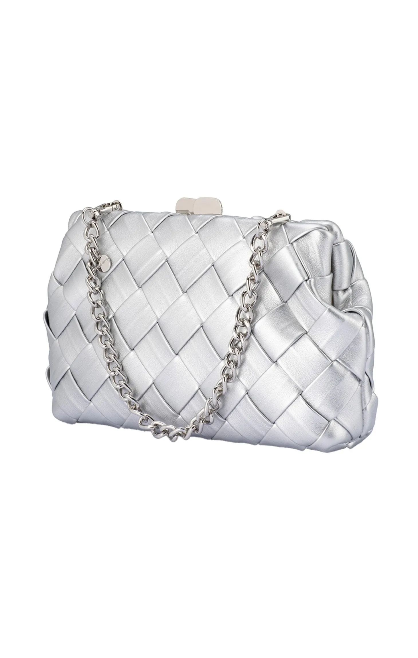 QUINN WOVEN CLUTCH IN SILVER