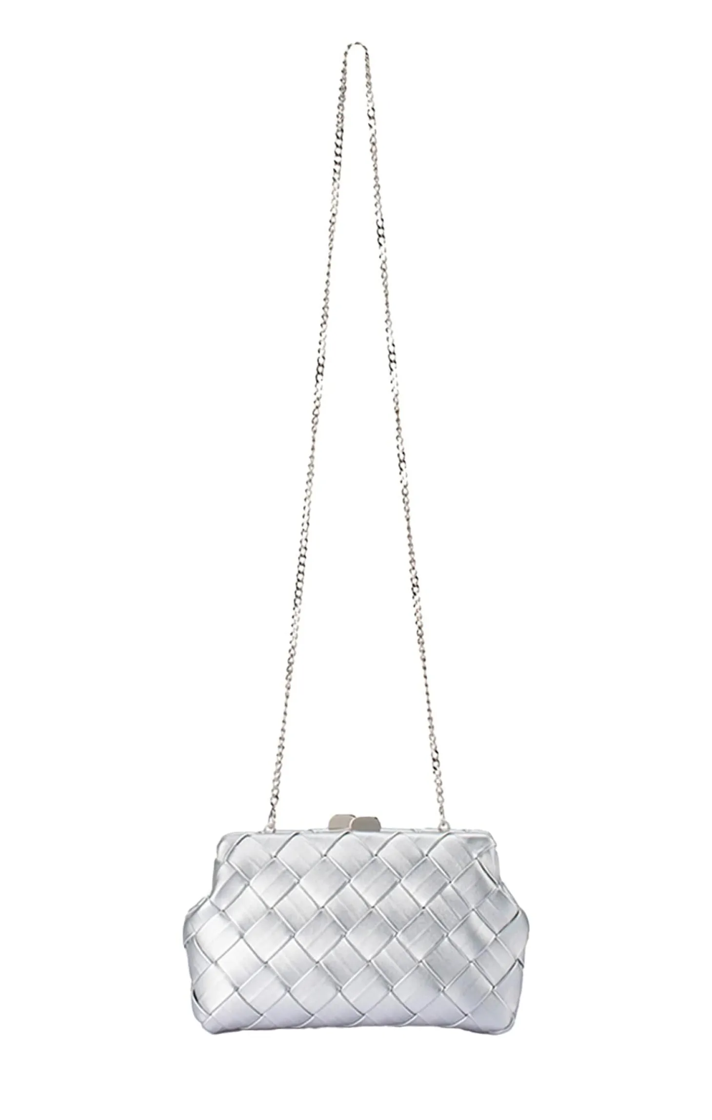 QUINN WOVEN CLUTCH IN SILVER