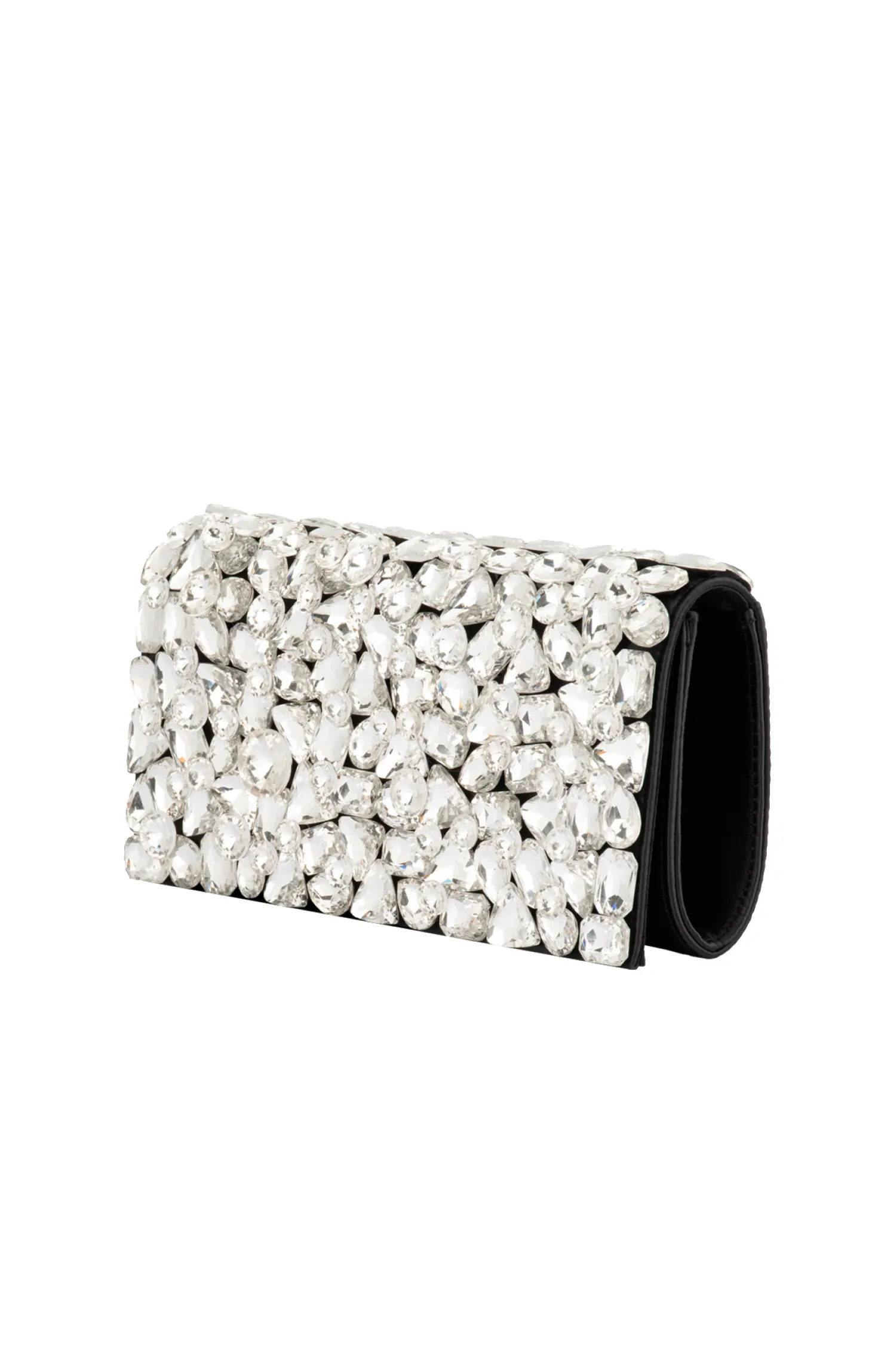 RENATA CRYSTAL ENCRUSTED CLUTCH IN BLACK