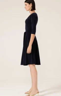REVERSE WRAP DRESS IN NAVY
