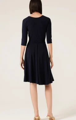 REVERSE WRAP DRESS IN NAVY