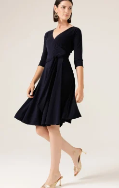 REVERSE WRAP DRESS IN NAVY