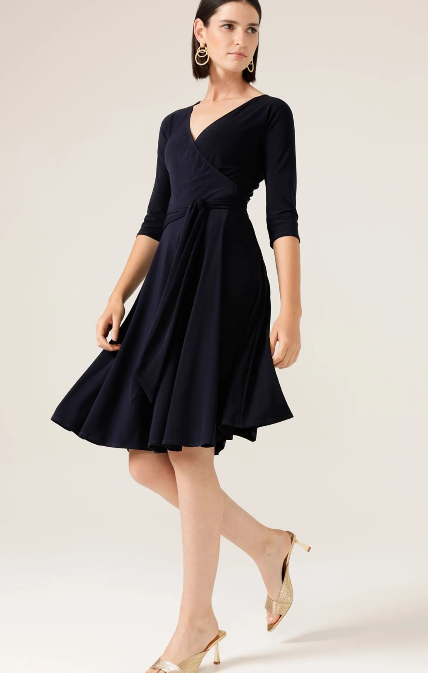 REVERSE WRAP DRESS IN NAVY