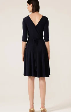 REVERSE WRAP DRESS IN NAVY