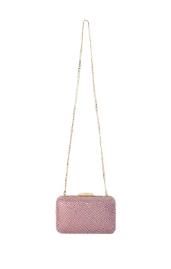 RONNY CRYSTAL MESH CLUTCH IN PINK