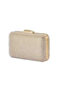 RONNY CRYSTAL MESH CLUTCH IN CHAMPAGNE