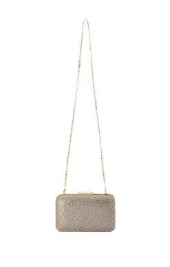 RONNY CRYSTAL MESH CLUTCH IN CHAMPAGNE