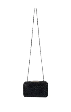 RONNY CRYSTAL MESH CLUTCH IN BLACK