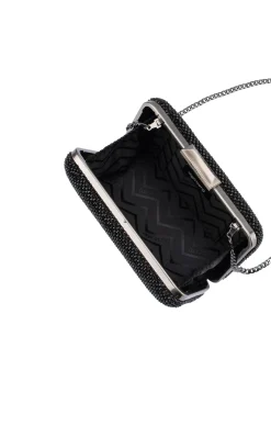 RONNY CRYSTAL MESH CLUTCH IN BLACK