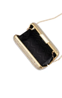 RONNY CRYSTAL MESH CLUTCH IN CHAMPAGNE