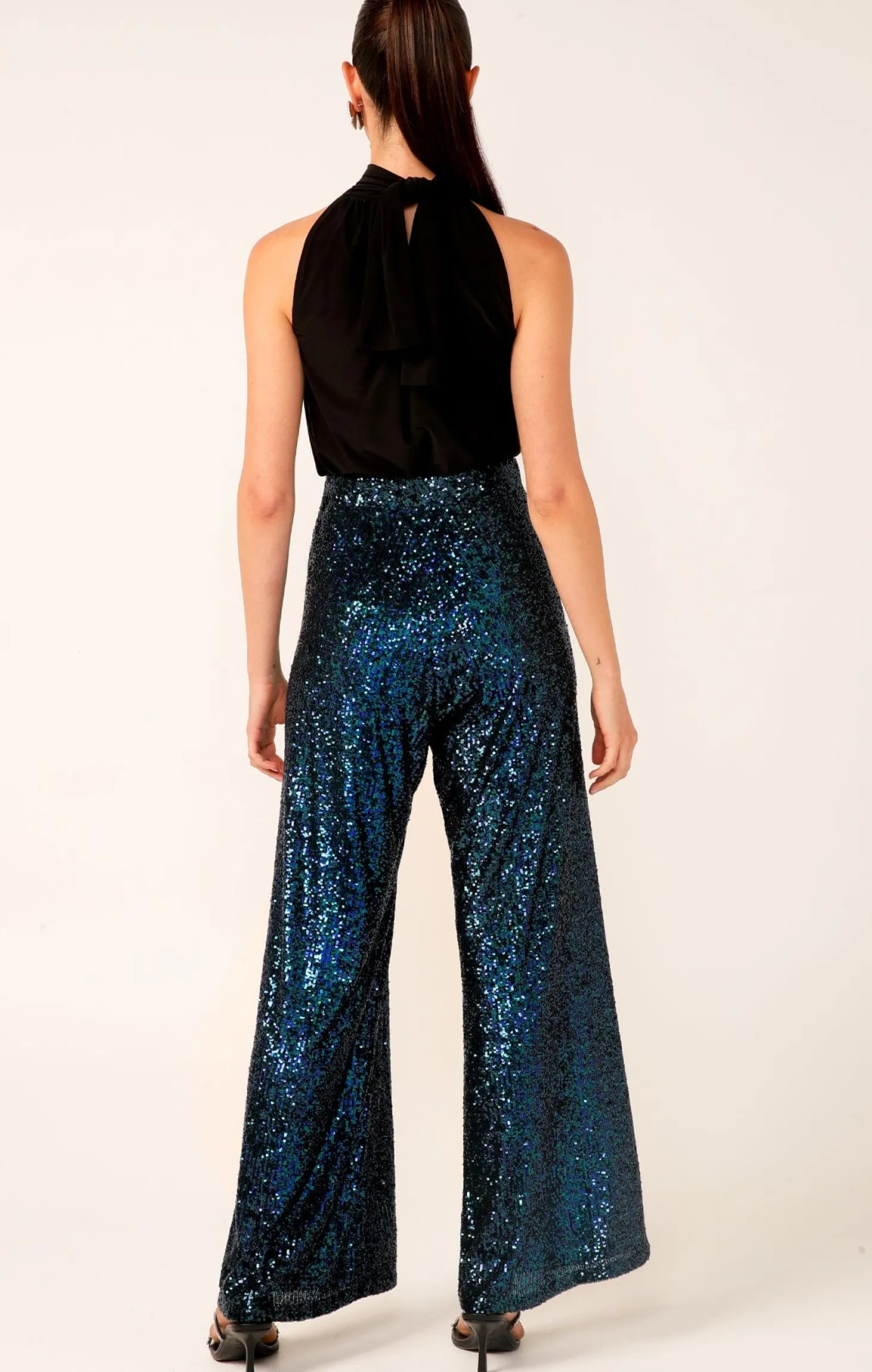 SEQUIN PALAZZO PANT IN PEACOCK
