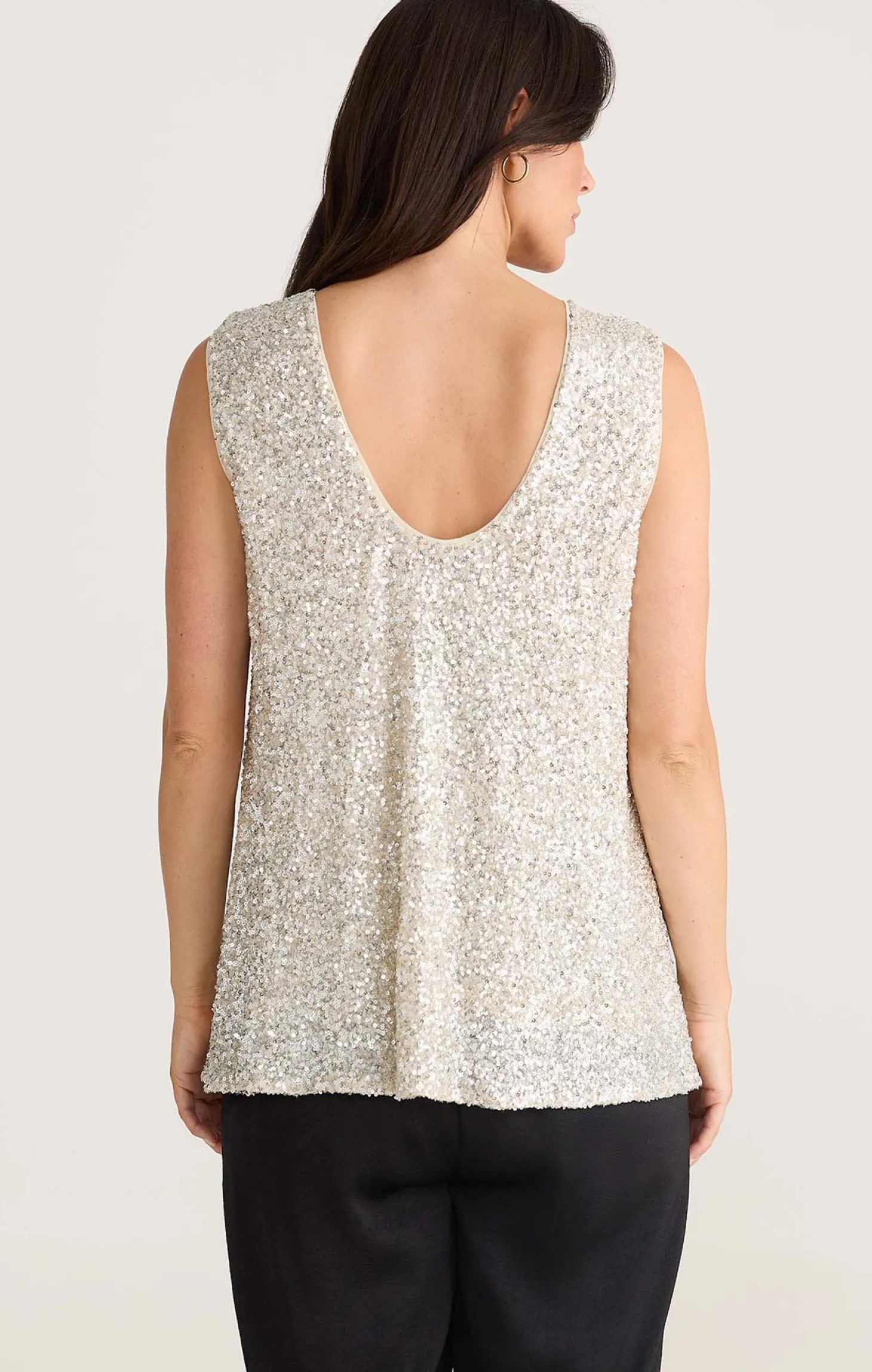 SHOW STOPPER TOP IN CHAMPAGNE SEQUIN