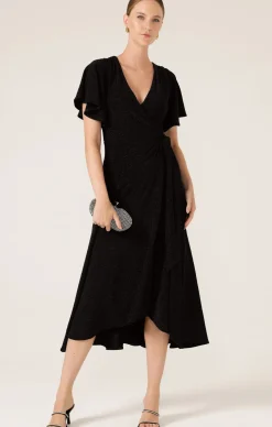 STARGAZE WRAP DRESS IN BLACK