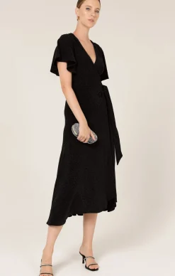 STARGAZE WRAP DRESS IN BLACK