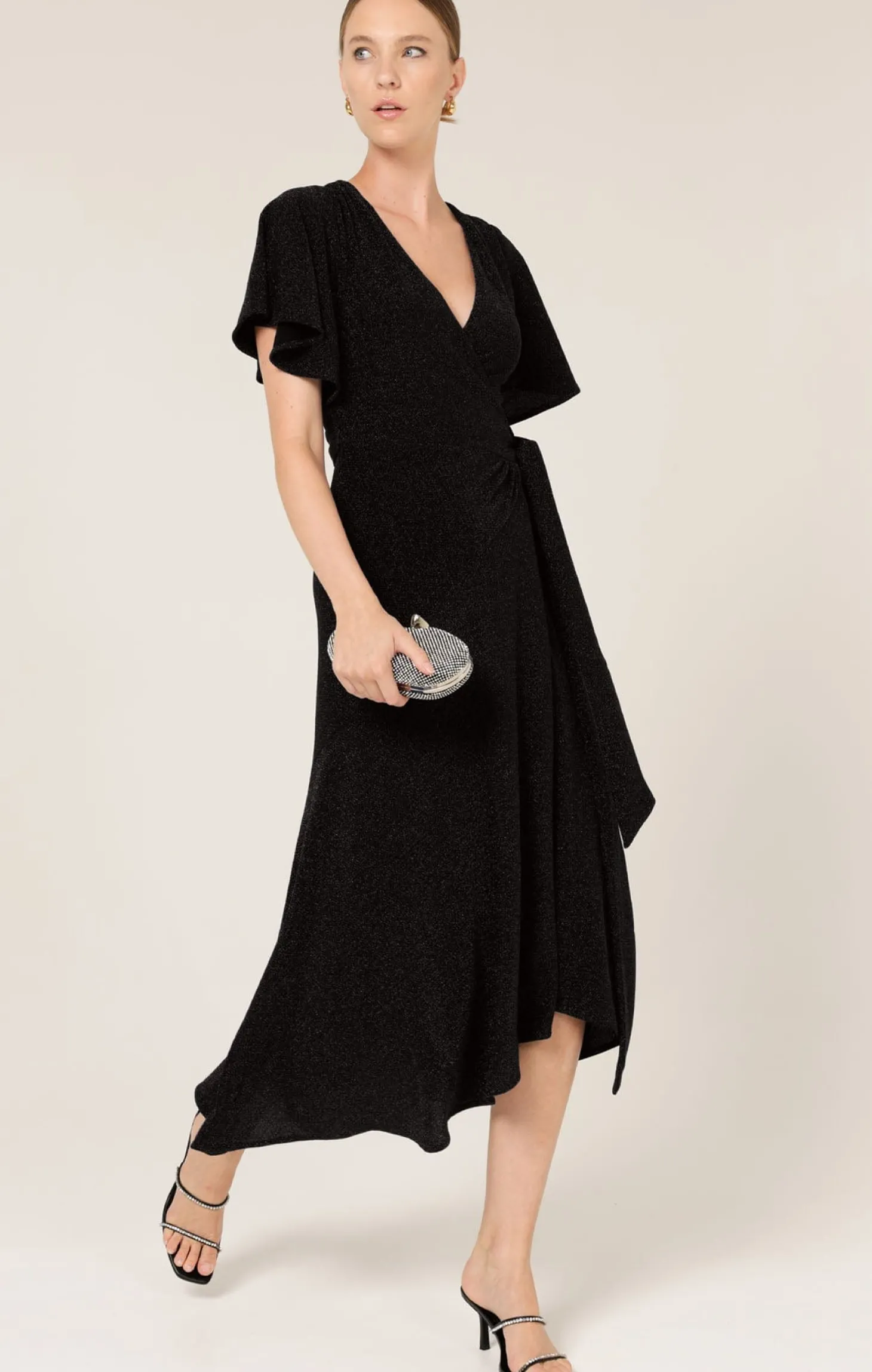 STARGAZE WRAP DRESS IN BLACK