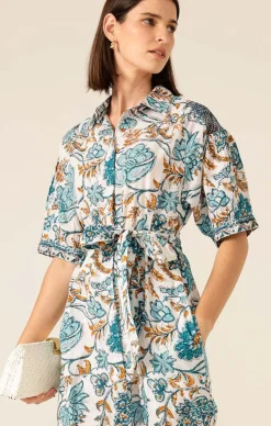 STEVIE MAXI DRESS IN JULIE PRINT BLUE/GOLD