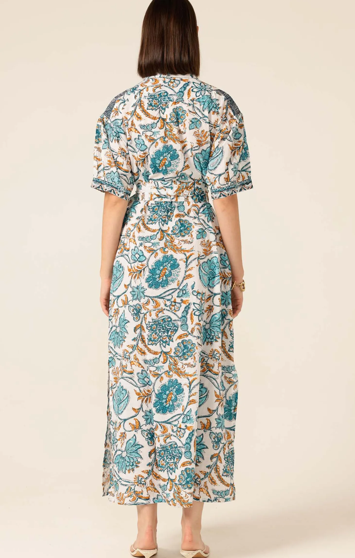 STEVIE MAXI DRESS IN JULIE PRINT BLUE/GOLD