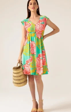 SUGAR SUGAR DRESS IN MINT CORAL FLOWER