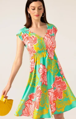 SUGAR SUGAR DRESS IN MINT CORAL FLOWER