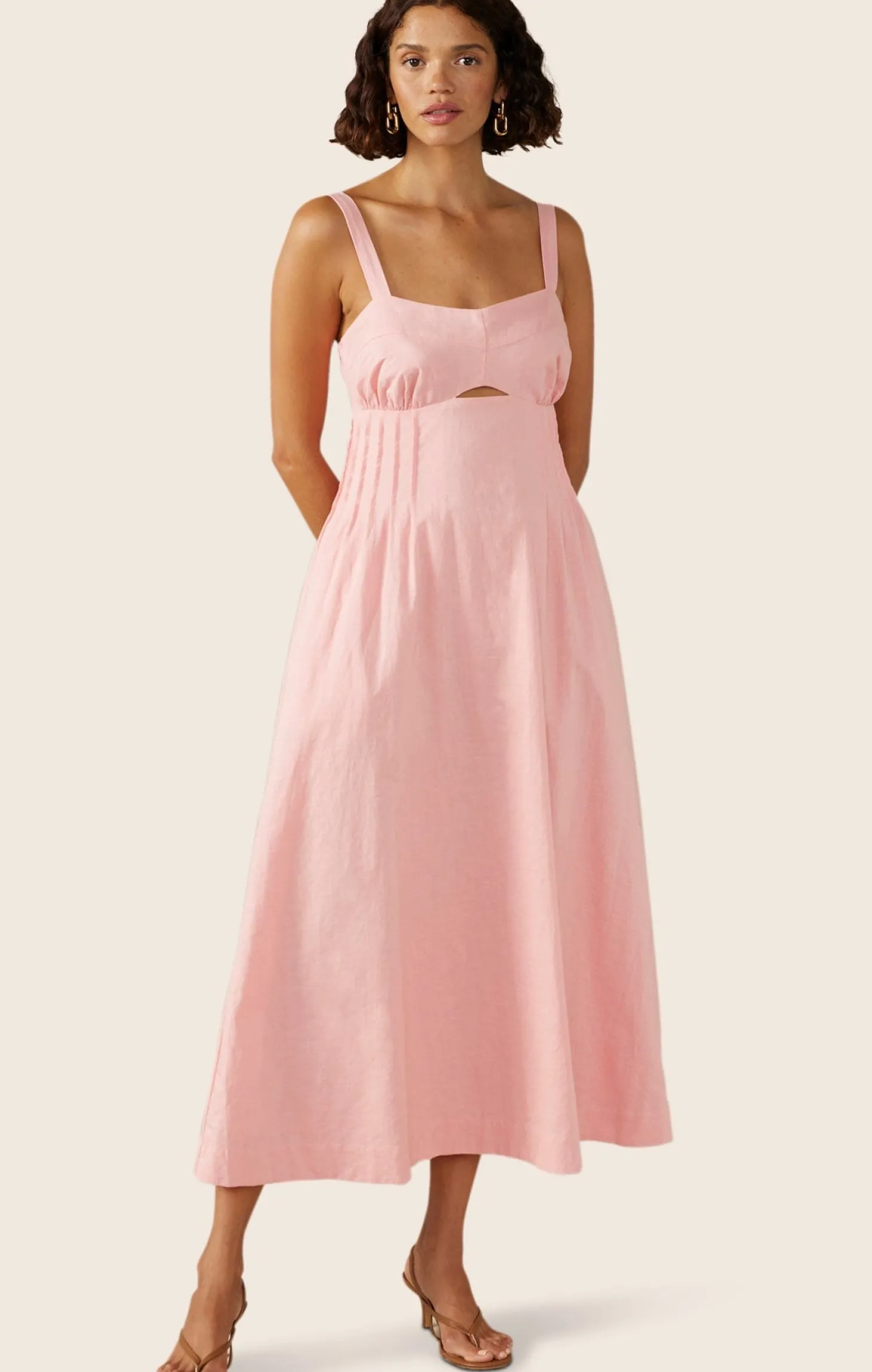 SUNLIGHT MIDI DRESS IN BLUSH PINK
