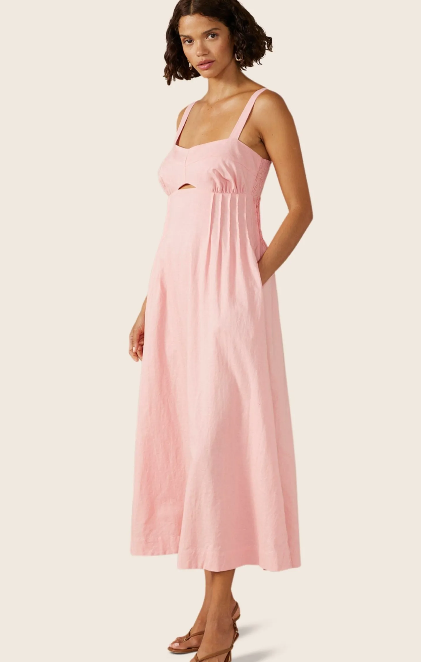 SUNLIGHT MIDI DRESS IN BLUSH PINK