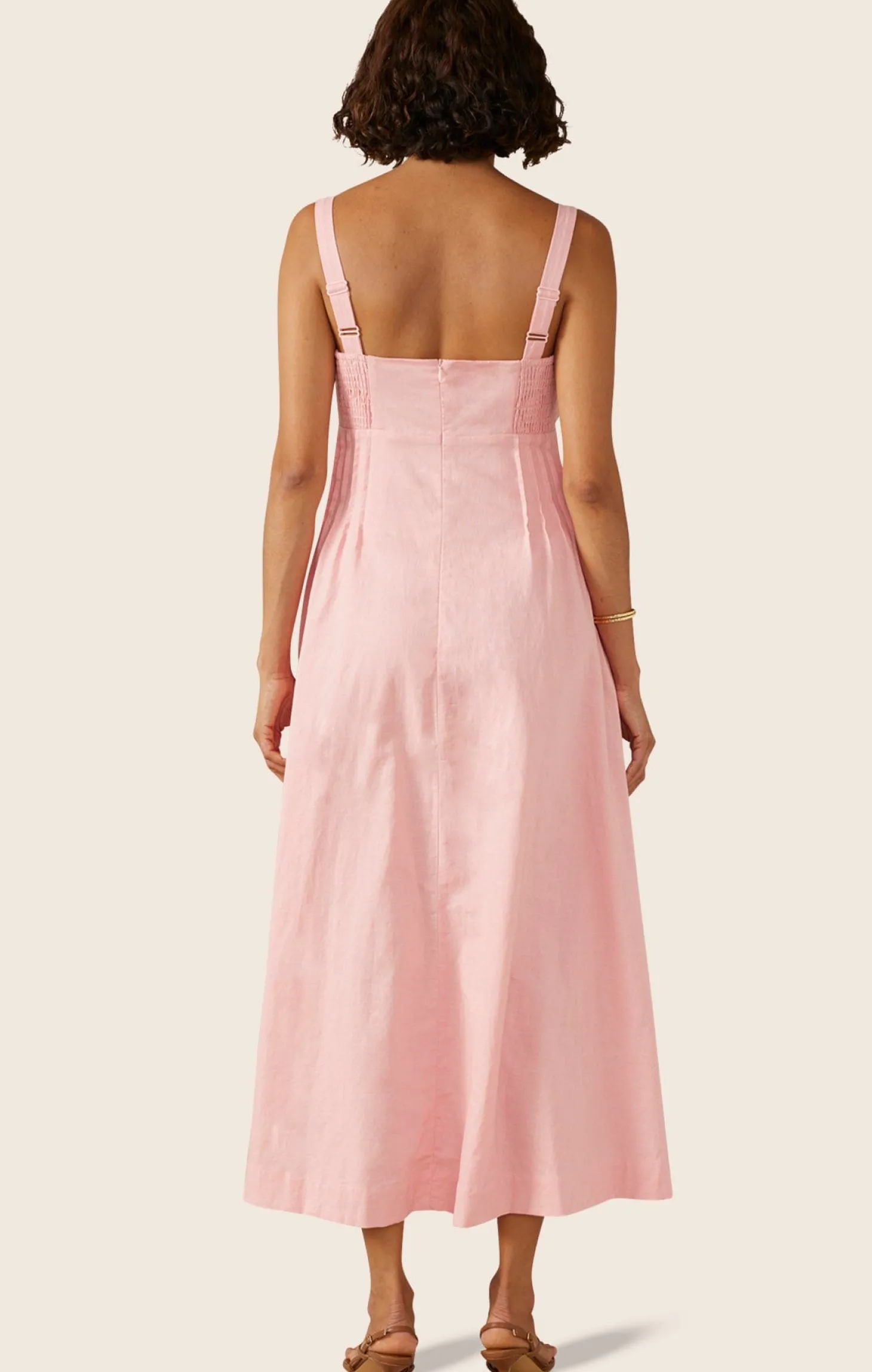 SUNLIGHT MIDI DRESS IN BLUSH PINK