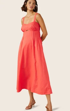 SUNLIGHT MIDI DRESS IN HIBISCUS PINK