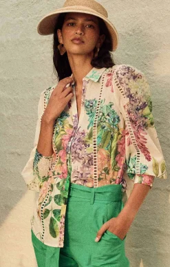 SWANSON EMBROIDERED COTTON VOILE SHIRT