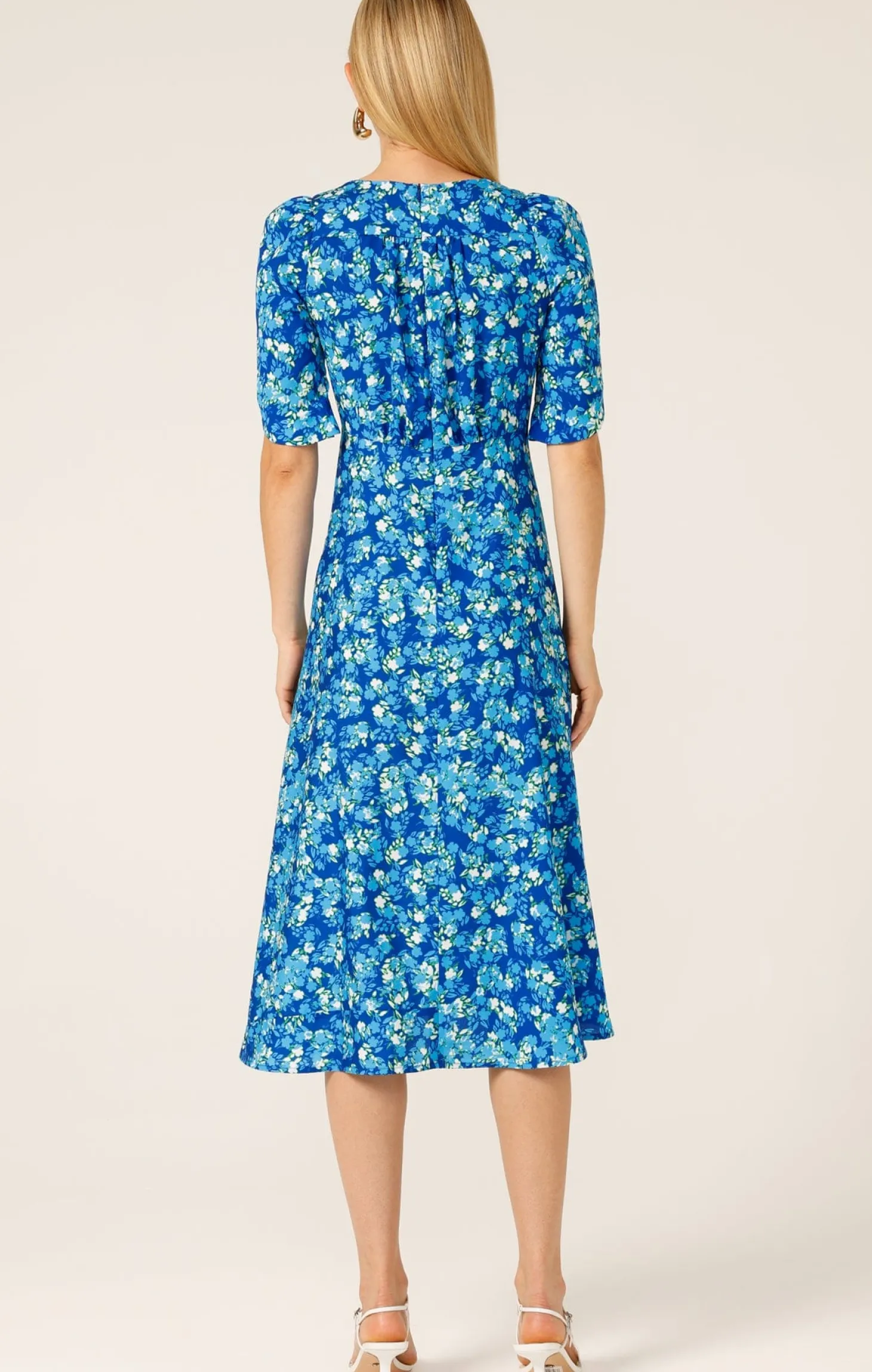 SWEET PEA MIDI DRESS IN BLUE LIME FLOWER