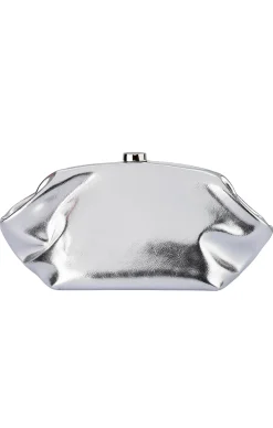 TALLY METALLIC CLUTCH IN SILVER